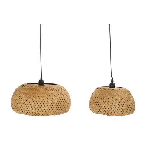 Lámpara de Techo DKD Home Decor 2 Piezas Marrón Bambú 50 W (38 x 38 x 17 cm)