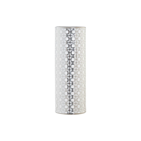 Jarrón DKD Home Decor Porcelana Plateado Blanco Oriental Geométrico 13 x 13 x 36 cm