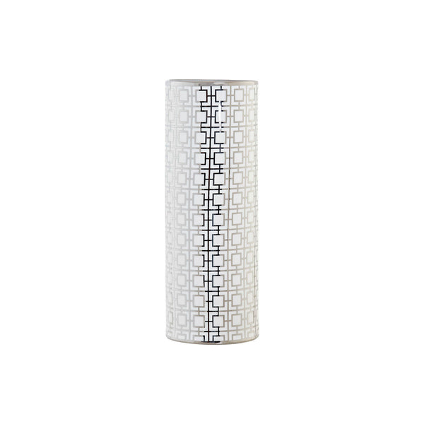 Jarrón DKD Home Decor Porcelana Plateado Blanco Oriental Geométrico 13 x 13 x 36 cm