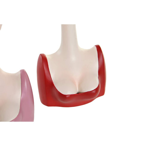 Figura Decorativa DKD Home Decor 14 x 12 x 30,5 cm Scandi Mujer Rojo Rosa Marrón Azul cielo (4 Unidades)