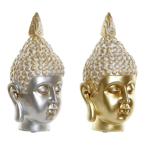 Figura Decorativa DKD Home Decor Plateado Dorado Buda 18 x 18 x 34 cm Oriental (2 Unidades)