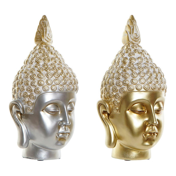 Figura Decorativa DKD Home Decor Plateado Dorado Buda 18 x 18 x 34 cm Oriental (2 Unidades)