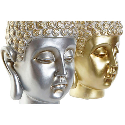 Figura Decorativa DKD Home Decor Plateado Dorado Buda 18 x 18 x 34 cm Oriental (2 Unidades)
