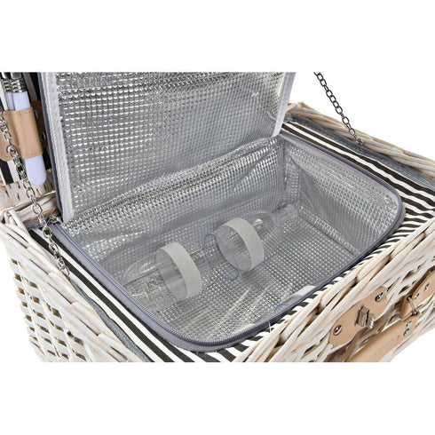 Cesta DKD Home Decor Mimbre Pícnic Cerámica Beige Poliéster Acero Inoxidable Blanco (40 x 28 x 20 cm)