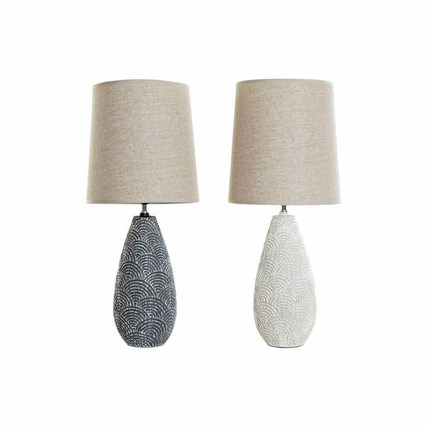 Lámpara de mesa DKD Home Decor 32 x 32 x 73 cm 32 x 32 x 72 cm Gris Beige Resina 220 V 50 W (2 Unidades)