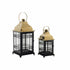 Farol DKD Home Decor Cristal Negro Dorado Metal (16 x 16 x 36 cm) (2 pcs) (22 x 22 x 49 cm)