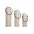 Set de Portavelas DKD Home Decor (3 pcs) Dorado Metal Cuerda Blanco (24 x 24 x 66 cm)