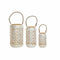 Set de Portavelas DKD Home Decor (3 pcs) Dorado Metal Cuerda Blanco Jute (25 x 25 x 46 cm)
