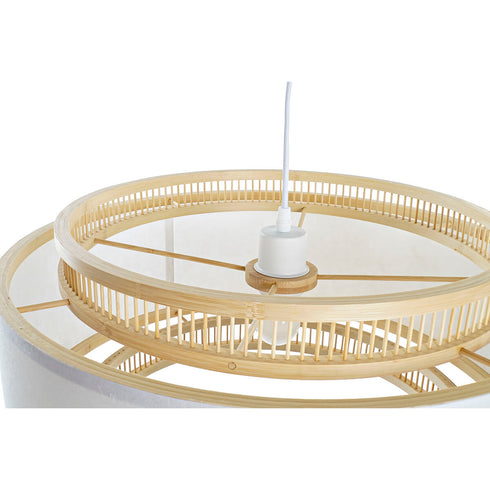 Lámpara de Techo DKD Home Decor Blanco Natural Bambú 50 W 50 x 50 x 25 cm