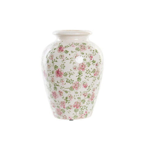 Jarrón DKD Home Decor Blanco Verde Granate Gres 18 x 18 x 25 cm