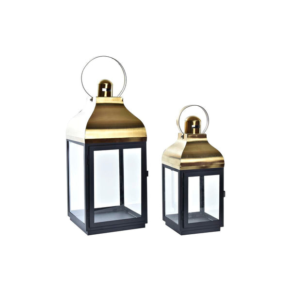 Farolas DKD Home Decor Cristal Negro Dorado Metal (19 x 18 x 49 cm)