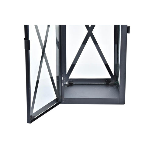 Farol DKD Home Decor Negro Dorado Metal Cristal 19 x 19 x 58 cm (2 Unidades)