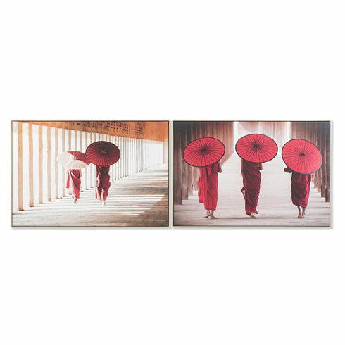Cuadro DKD Home Decor 123 x 4,5 x 83 cm Monje Oriental (2 Unidades)