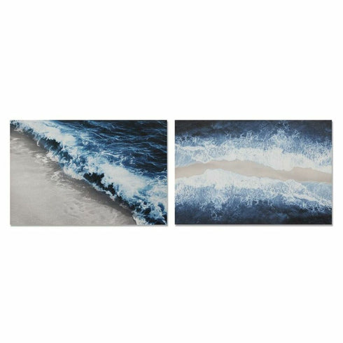 Cuadro DKD Home Decor 120 x 2,8 x 80 cm Playa Mediterráneo (2 Unidades)
