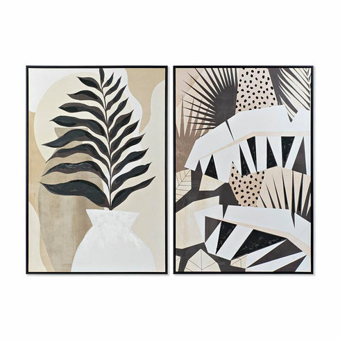 Cuadro DKD Home Decor 83 x 4,5 x 123 cm Colonial Hoja de planta (2 Unidades)