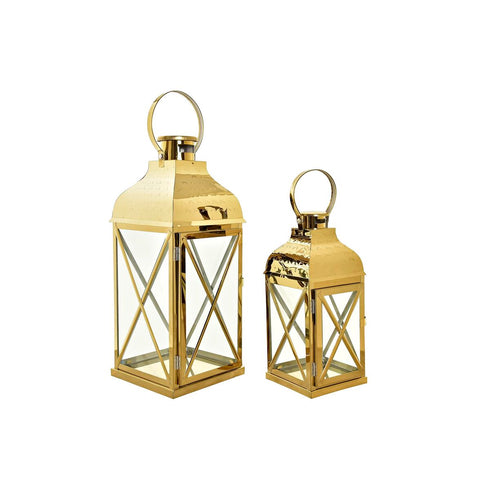 Faroles DKD Home Decor Cristal Dorado Metal 19 x 19 x 47 cm