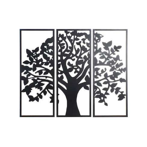 Decoración de Pared DKD Home Decor 3 Piezas Negro Árbol Metal (105 x 1,5 x 91 cm) (91 cm)