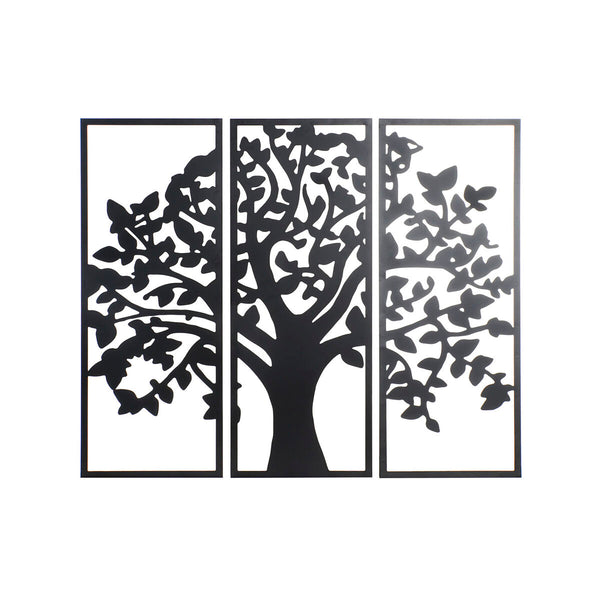 Decoración de Pared DKD Home Decor 3 Piezas Negro Árbol Metal (105 x 1,5 x 91 cm) (91 cm)