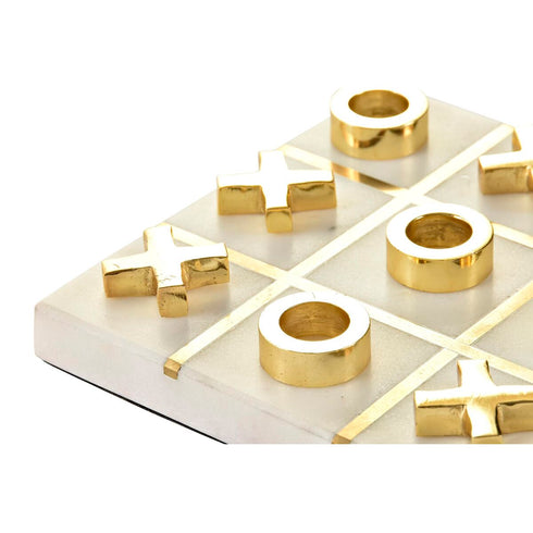 Juego Tres en Raya DKD Home Decor Metal Mármol 14 x 14 x 2,5 cm