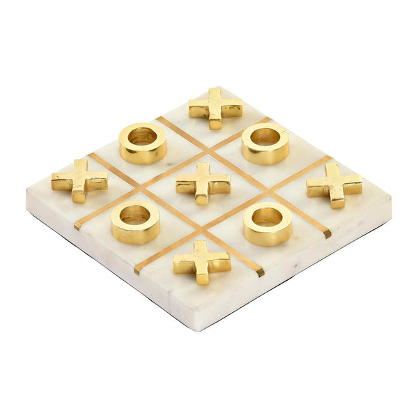 Juego Tres en Raya DKD Home Decor Metal Mármol 14 x 14 x 2,5 cm