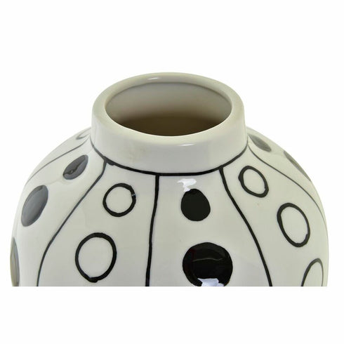 Jarrón DKD Home Decor Porcelana Negro Blanco 16 x 16 x 30 cm Moderno Círculos