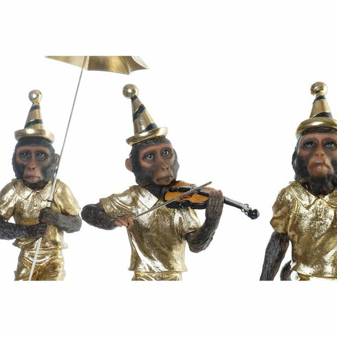 Figura Decorativa DKD Home Decor 17,5 x 14 x 46 cm Dorado Colonial Mono (3 Piezas)