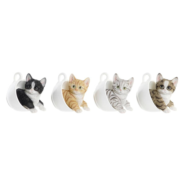 Figura Decorativa DKD Home Decor Tazas Multicolor Gato 13,5 x 10 x 11,5 cm (4 Unidades)
