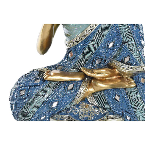 Figura Decorativa DKD Home Decor 17 x 9 x 25 cm Azul Dorado Marrón Buda Oriental (2 Unidades)