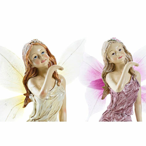 Figura Decorativa DKD Home Decor 17 x 11 x 26,5 cm Amarillo Hada Malva (2 Unidades)