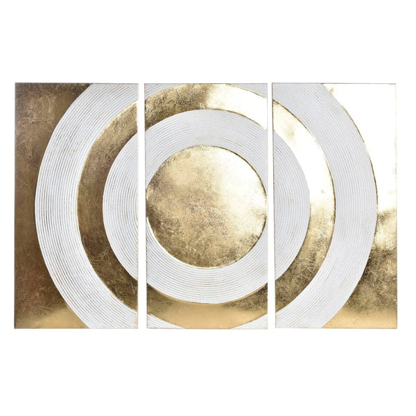 Decoración de Pared DKD Home Decor 3 Piezas Dorado Metal Blanco Oriental (120 x 2 x 80 cm)