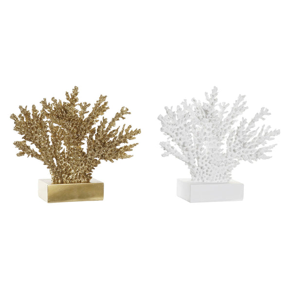Figura Decorativa DKD Home Decor 34 x 10 x 27,5 cm Dorado Coral Blanco Mediterráneo (2 Unidades)
