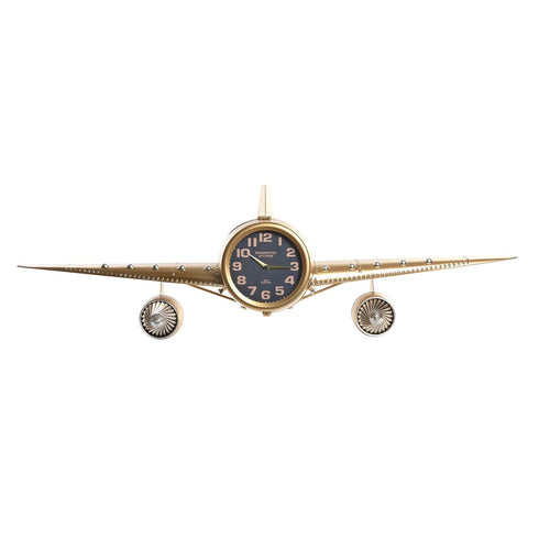 Reloj de Pared DKD Home Decor Avión Negro Dorado Hierro (145 x 20 x 43 cm)