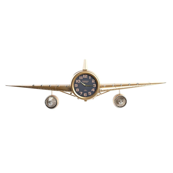 Reloj de Pared DKD Home Decor Avión Negro Dorado Hierro (145 x 20 x 43 cm)