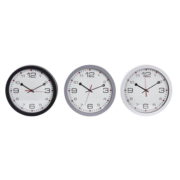 Reloj de Pared DKD Home Decor Blanco Negro Gris Blanco/Negro PVC Metal Cristal 3 Piezas 30 x 40 cm 30 x 4,3 x 30 cm