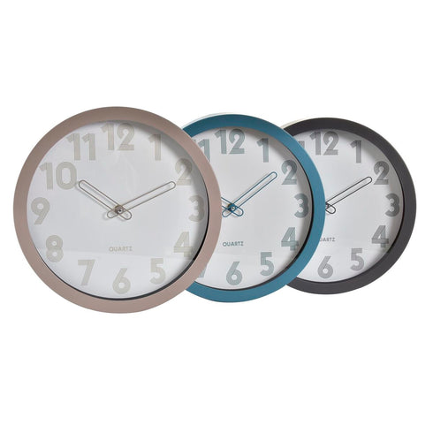 Reloj de Pared DKD Home Decor Beige Gris Turquesa PVC Cristal 3 Piezas 30 x 4,3 x 30 cm