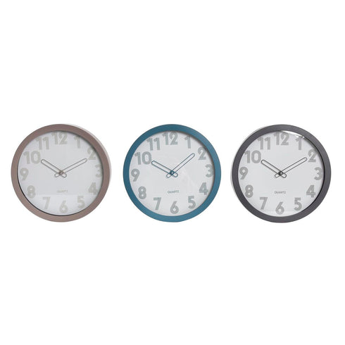 Reloj de Pared DKD Home Decor Beige Gris Turquesa PVC Cristal 3 Piezas 30 x 4,3 x 30 cm