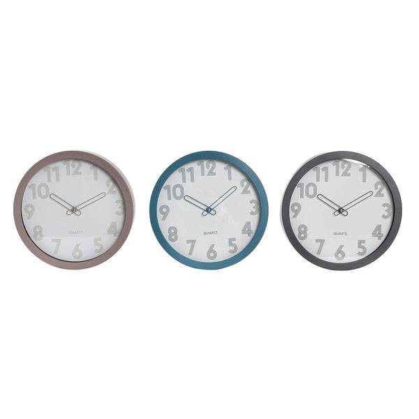 Reloj de Pared DKD Home Decor Beige Gris Turquesa PVC Cristal 3 Piezas 30 x 4,3 x 30 cm