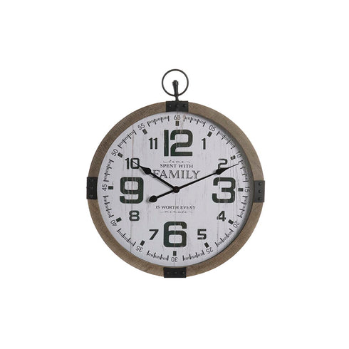 Reloj de Pared DKD Home Decor Natural MDF Blanco Hierro (60 x 4,5 x 70 cm)