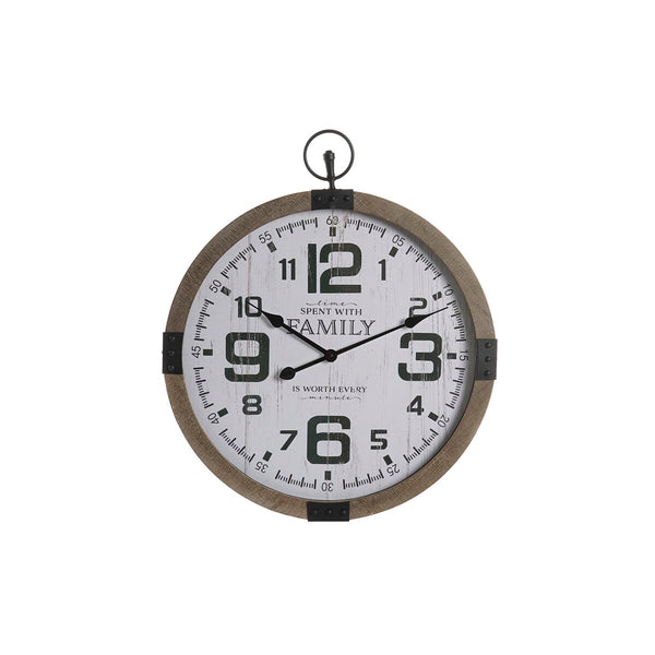 Reloj de Pared DKD Home Decor Natural MDF Blanco Hierro (60 x 4,5 x 70 cm)