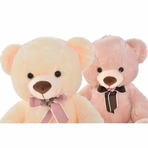 Oso de Peluche DKD Home Decor Lazo Beige Marrón Infantil Oso 40 x 40 x 50 cm (2 Unidades)
