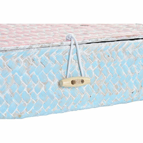 Juego de Cestas DKD Home Decor Poliéster Fibra Boho Mediterráneo (30 x 30 x 12 cm)