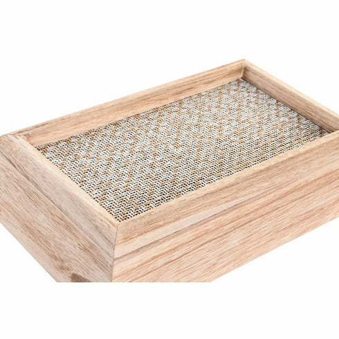 Juego de Cajas Decorativas DKD Home Decor Natural Madera MDF 24 x 14 x 8 cm (2 Unidades)