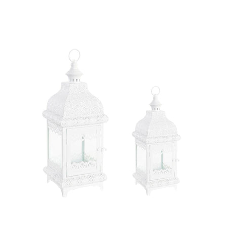 Faroles DKD Home Decor Cristal Metal Blanco (19 x 19 x 58 cm)