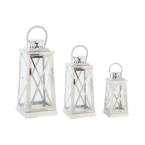 Faroles DKD Home Decor Cromado Cristal Plateado Acero 22 x 22 x 50 cm
