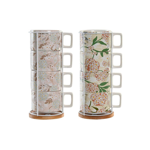 Juego de Tazas de Café DKD Home Decor Metal 260 ml 4 Piezas Dolomita (2 Unidades)