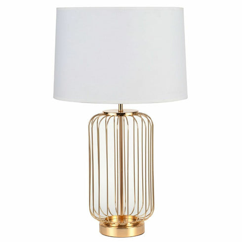 Lámpara de mesa DKD Home Decor Blanco Dorado Plateado Metal 50 W 220 V (2 Unidades)