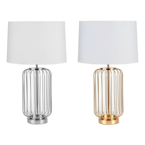 Lámpara de mesa DKD Home Decor Blanco Dorado Plateado Metal 50 W 220 V (2 Unidades)
