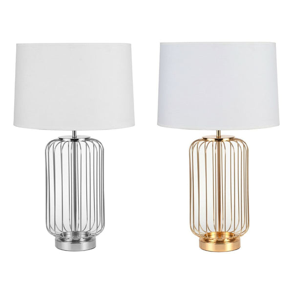 Lámpara de mesa DKD Home Decor Blanco Dorado Plateado Metal 50 W 220 V (2 Unidades)
