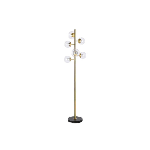 Lámpara de Pie DKD Home Decor 42 x 42 x 170 cm Cristal Negro Dorado Metal 220 V 50 W