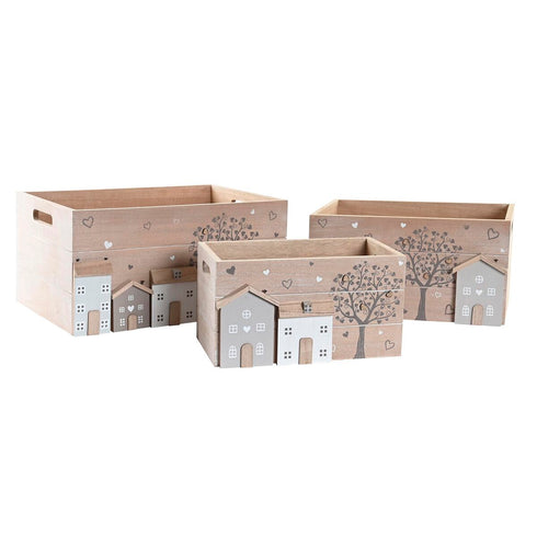 Juego de Cajas Decorativas DKD Home Decor Madera MDF Boho (36 x 26 x 18 cm)